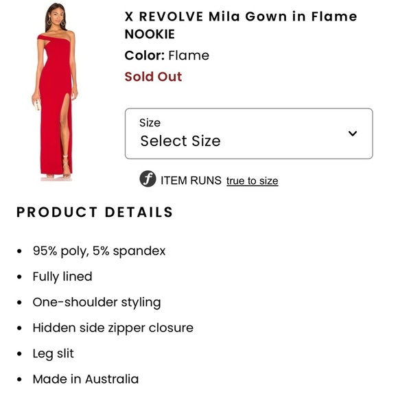 NOOKIE x REVOLVE MILA FLAME RED ONE SHOULDER SEXY FITTED SLIT MAXI GOWN DRESS - Picture 2 of 11